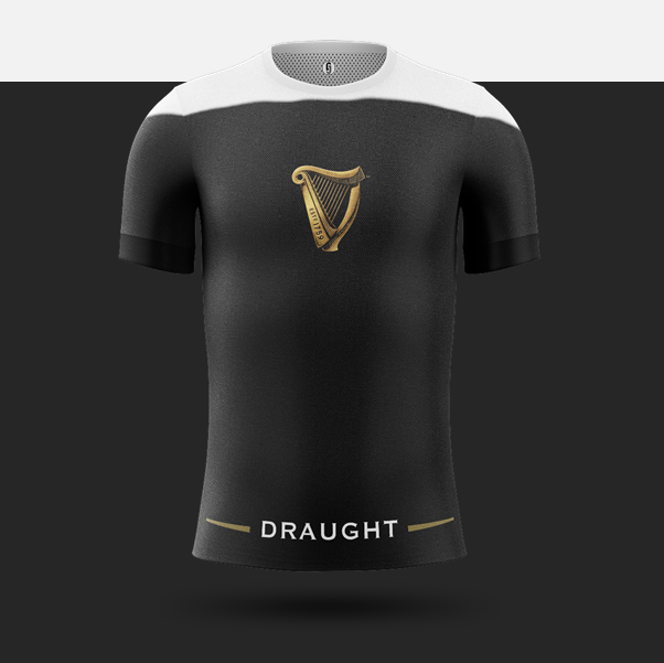 2.  @GuinnessGB - Iconic without branding. The white shoulders fade to black shirt synonymous with a perfectly poured pint of Ireland's finest.