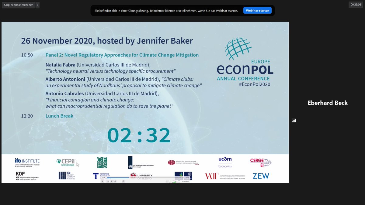DorineBoumans's tweet photo. Second panel of day 2 of #EconPol2020 has a full panel of
@uc3m. Three very interesting presentations discussing: "Novel #Regulatory Approaches for #climatechange Mitigation" @EconPolEurope with @NataliaFabra @antonionialb @cabralestweet https://t.co/q55VF4ayqn