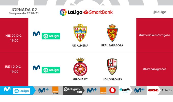 Horarios de los duelos aplazados de la segunda jornada.