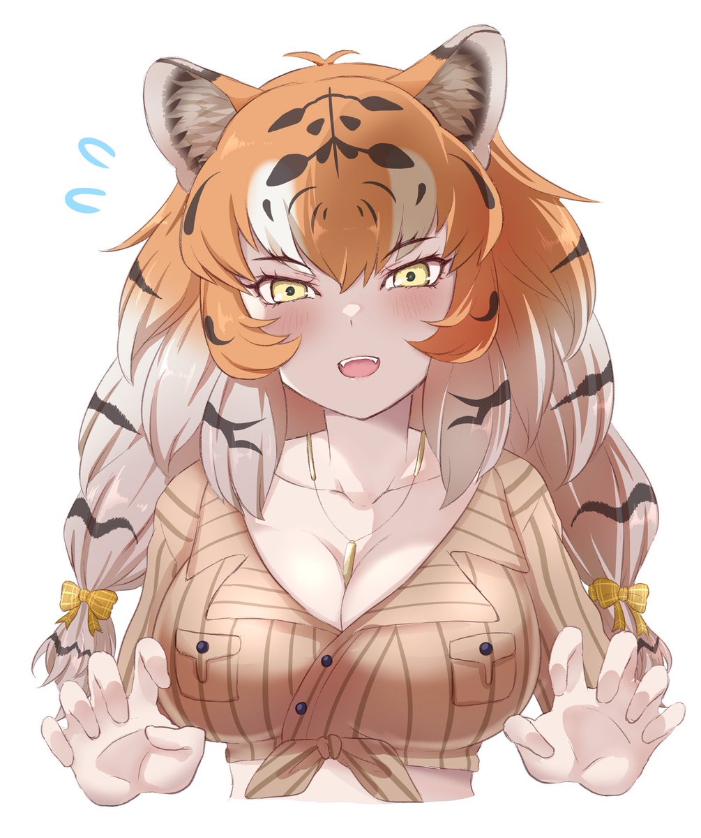 「照れながらがお〜!するアムールトラ?? 」|えす之の生きる道のイラスト