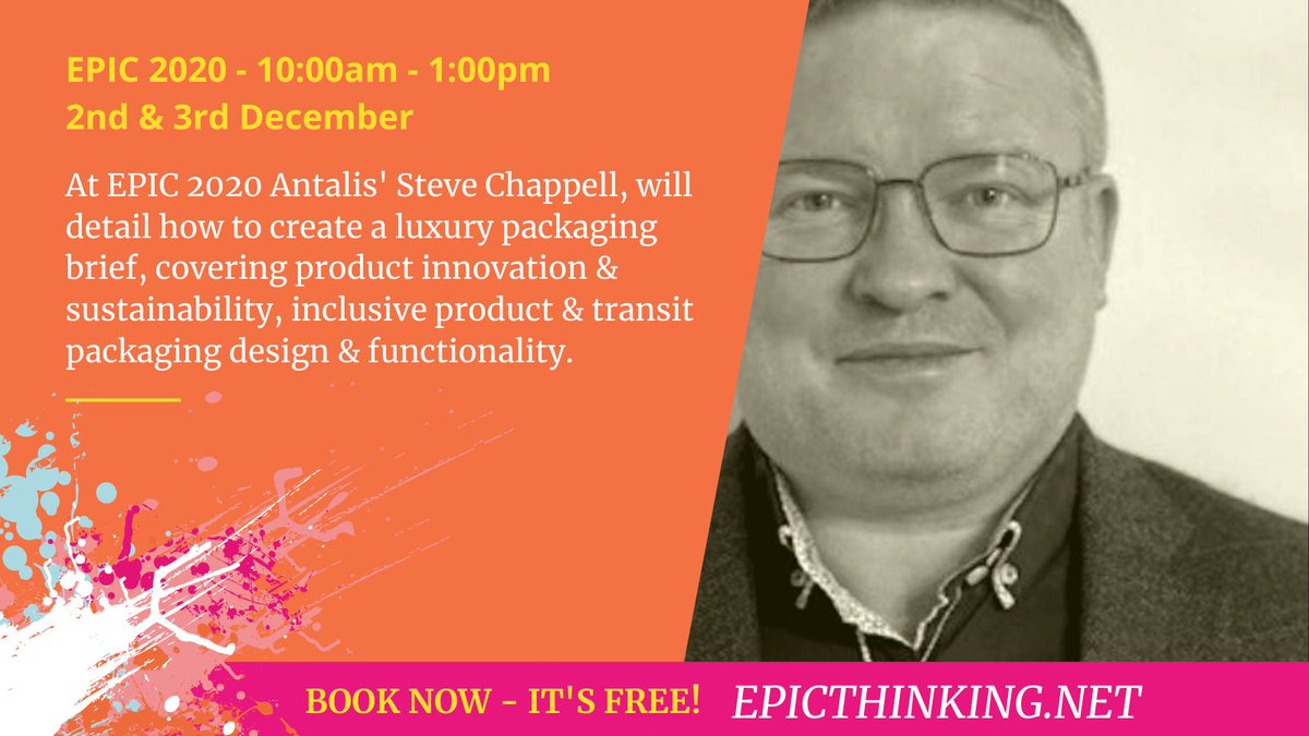 At #EPIC2020 Steve Chappell, <a href="/Antalis_UK/">Antalis</a>, will detail how to create a luxury packaging brief, covering product innovation &amp; sustainability, inclusive product &amp; transit packaging design &amp; functionality. 2nd &amp; 3rd December. Book now, it’s FREE. epicthinking.net