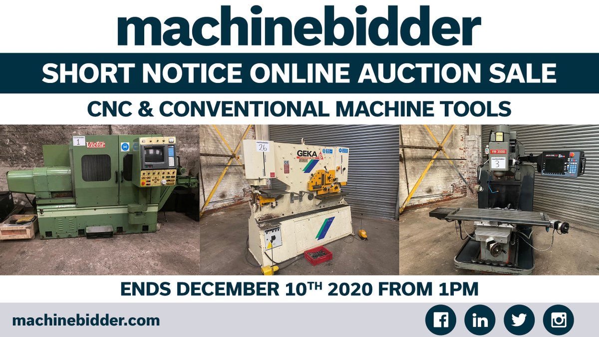 machinebidder's tweet photo. Short Notice Online Auction Sale - Free Loading to Flat Beds - 76 Lots of CNC & Conventional Machine Tools https://t.co/FZKV6IkpSp #machineauction #onlineauction #machinery #ukmfg #manufacturing #manufacturinguk #usedmachines #cnc #engineeringuk #engineering #machinebidder https://t.co/4XDXiYCUdg