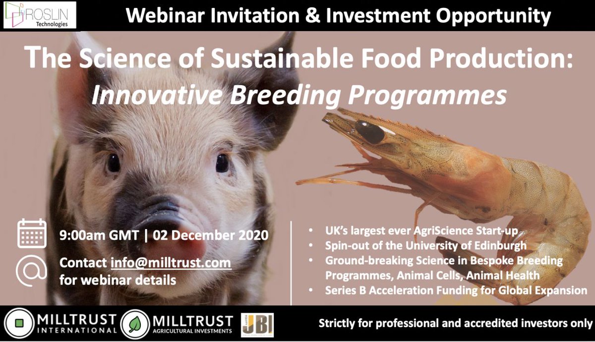 RoslinTech's tweet photo. The science of sustainable food production - Innovative breeding programmes. Learn more about this amazing technology by registering for our webinar here: https://t.co/lbmacCD4mV
#breedingprogrammes #sustainablefood #innovative #pig #insect #shrimp #biotech #agtech #science https://t.co/FFgVLpyl7S