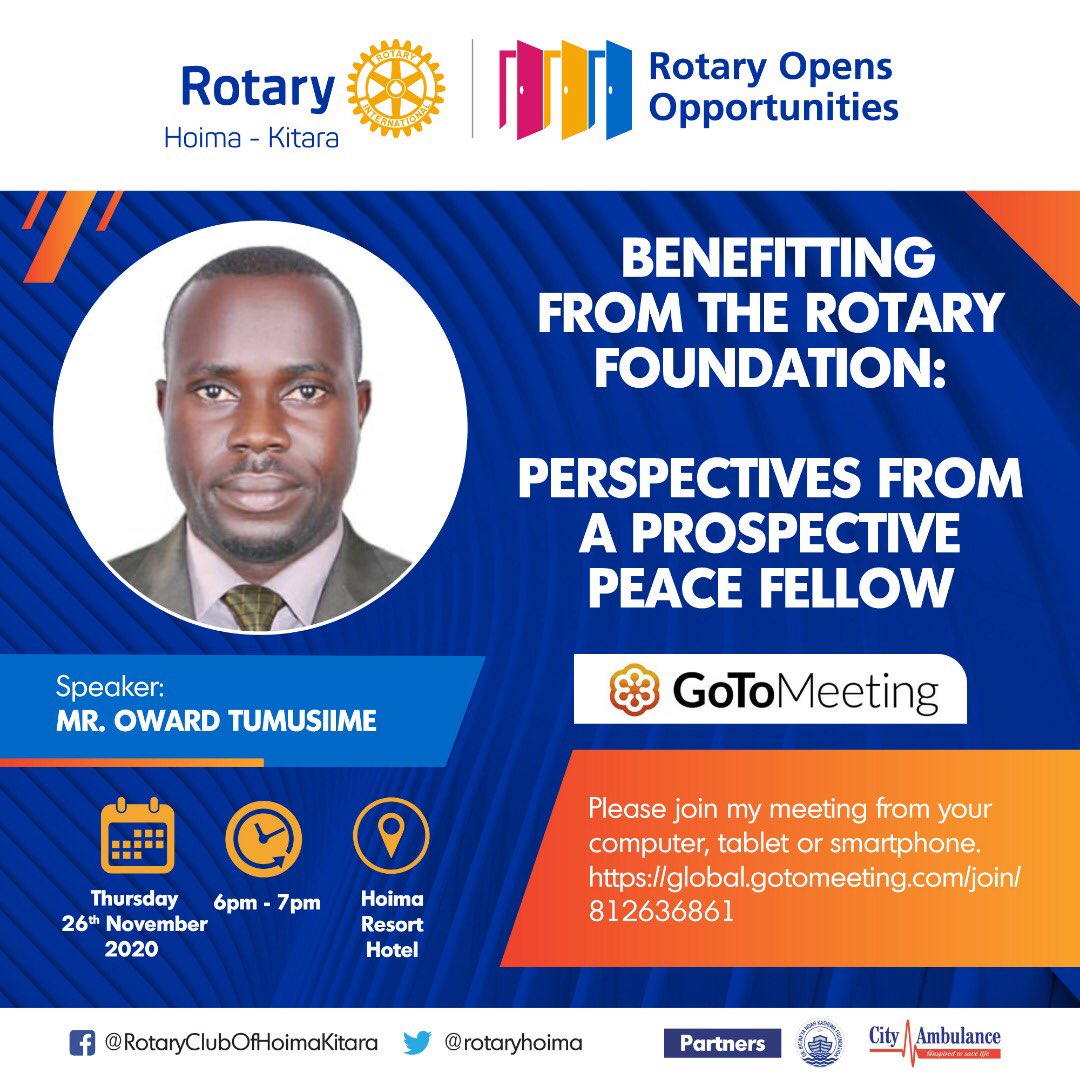 Join us today for fellowship global.gotomeeting.com/join/812636861 <a href="/RotaryKilifi/">Rotary Kilifi Updates</a> <a href="/Bunyoro_Kitara/">Bunyoro-Kitara Kingdom</a> <a href="/RotaryMasindi/">Rotary Club of Masindi D9213</a> <a href="/MuyengaBreeze/">Rotary club of Kampala Muyenga Breeze</a> <a href="/MuyengaSSunset/">Rotary Muyenga Sunday Sunset</a>