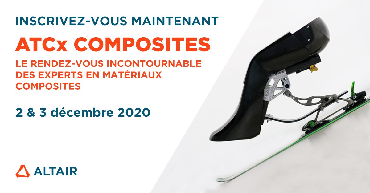 Participez à la conférence technologique Altair sur les composites les 2 et 3 Décembre prochains 👉 web.altair.com/atcx-composites

Rejoignez-nous pour découvrir comment Altair met à la disposition de ses clients ses outils concevoir plus rapidement des produits de meilleure qualité