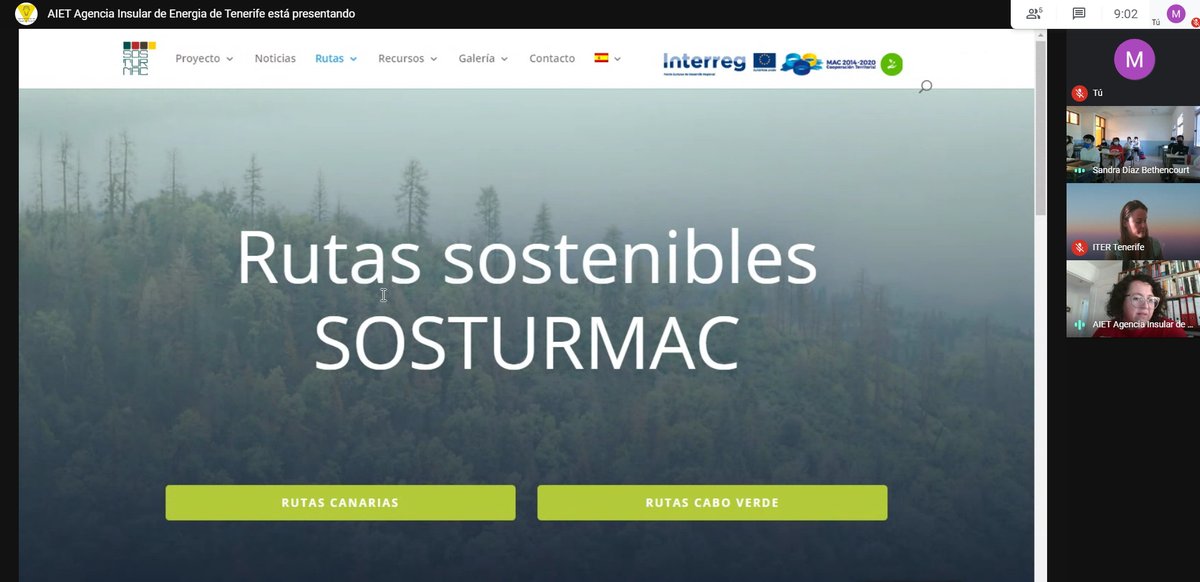 AgEnergiaTF's tweet photo. Primer evento del día en la #miniferia20 de Tenerife con la “Visita SOSTURMAC: energía y patrimonio” en el que participan alumnos de 4º de la ESO del IES Los Cristianos CEIP, realizando esta Ruta Virtual desarrollada dentro de nuestro proyecto #SOSTURMAC.
#scic20 https://t.co/3910aIqxhB