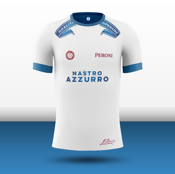 6.  @PeroniUSA - A classy, crisp, refreshing kit from the Italian giants. Nastro Azzurro meaning "blue ribbon" which compliments the top from the collar.