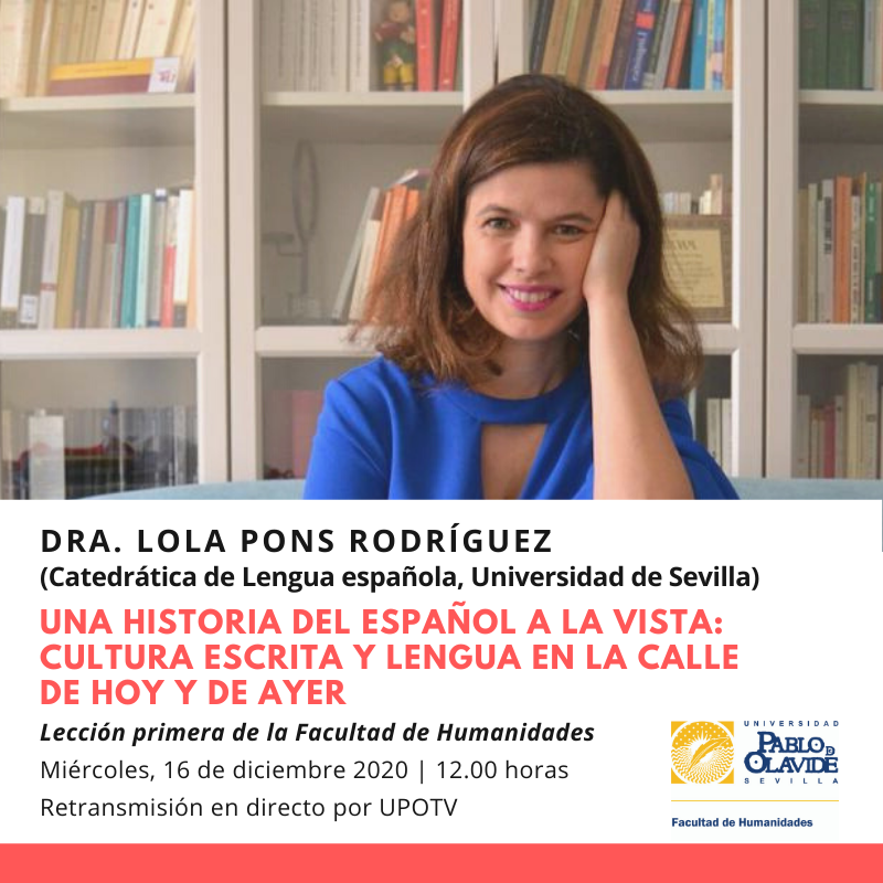 f_humanidades's tweet photo. Tras el aplazamiento motivado por las restricciones sanitarias, nos complace anunciar la nueva fecha y formato para la Lección Primera de la Facultad de Humanidades, a cargo de Lola Pons:
📅 16/12/2020
🕰️ 12:00
📍 Online a través de UPOTV
https://t.co/vDliAqTPLk
@Nosolodeyod https://t.co/f6f9eaj5yt