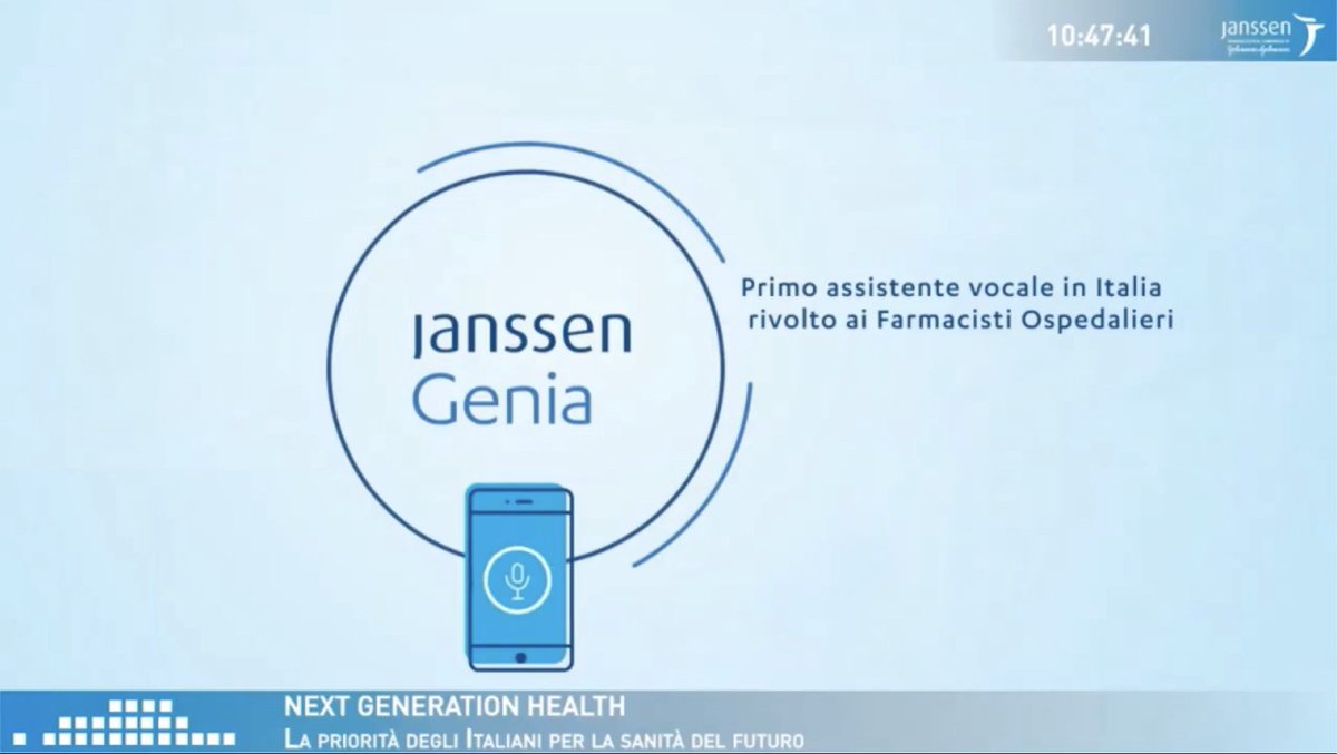 JnJ_Italy's tweet photo. #JanssenGenia è il primo assistente vocale in Italia dedicato ai #farmacisti ospedalieri, in grado di fornire informazioni aggiornate per la gestione dei #farmaci

Il servizio è già utilizzato dai farmacisti che lavorano presso 150 aziende ospedaliere

#NextGenerationHealth https://t.co/ilSgknoyrf
