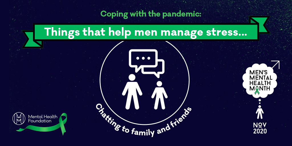 mentalhealth's tweet photo. Our research shows that some men are using the tips below to help them manage their stress during the #Covid19 pandemic:

❓What tips would you add?

🌳Getting outside
🎸Doing a hobby or something they enjoy
🍏Maintaining a healthy lifestyle
💬Chatting to family and friends https://t.co/StuaUr8vqv
