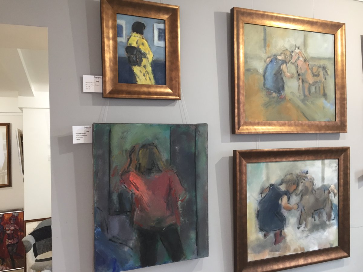 TrentArtGallery's tweet photo. We are excited at the prospect of welcoming our valued customers back into the gallery in early December &amp; are currently busy re-hanging the gallery &amp; ensuring we remain a safe &amp; comfortable enviroment for everyone.

Images are a wall of wonderful @GhislaineHoward paintings https://t.co/lPM3LdFxHH