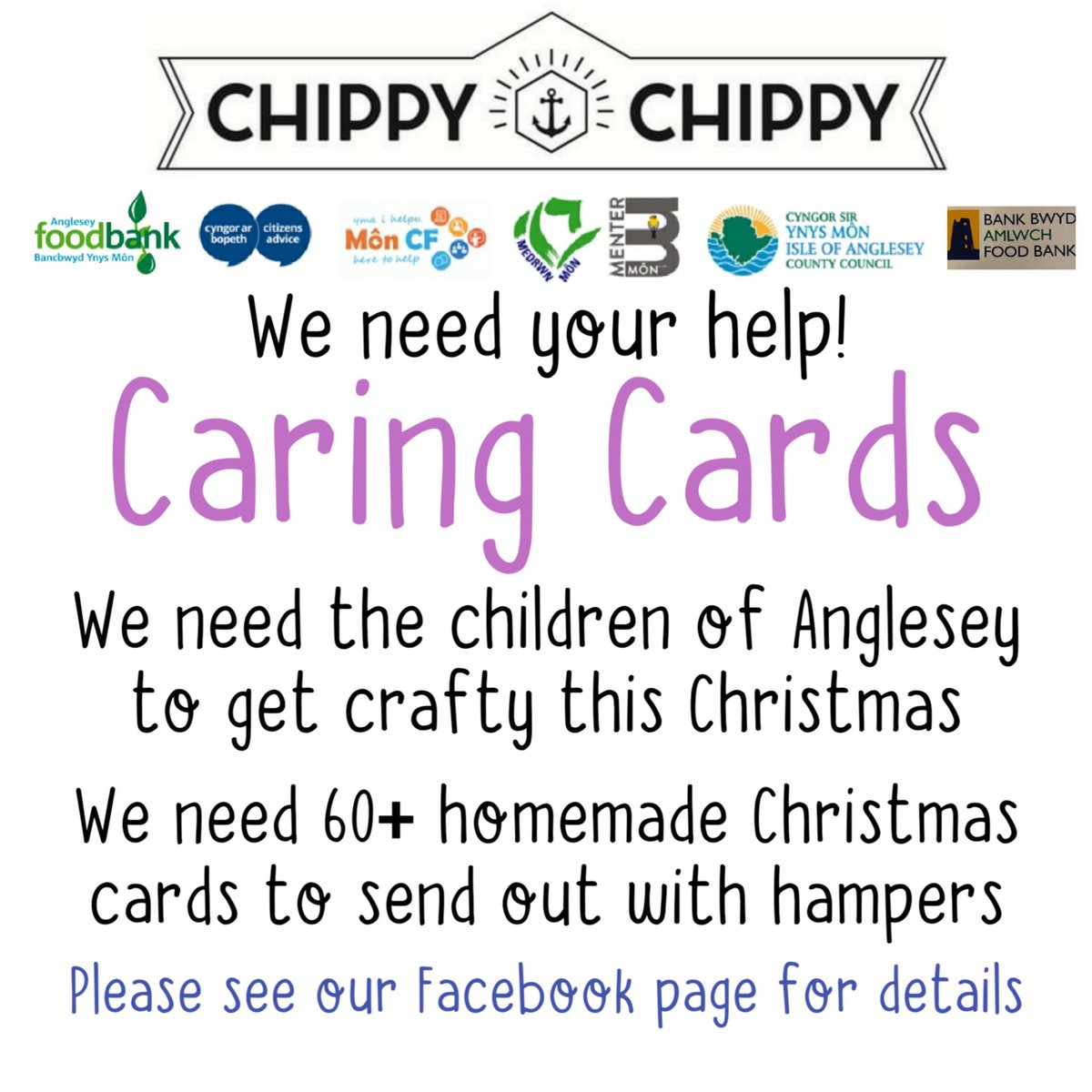 ChippyChippyMon's tweet photo. Please drop your cards at the shop or you can post them to my home address (its on our Facebook post) 
DEADLINE: 15th December.
2020 has been rubbish but we can do our best to make Christmas special #PayItForwardMon @_Nia_Sian_ @AngleseyScMedia @angleseycakeart @mertynabbot https://t.co/J1W9S75W4R