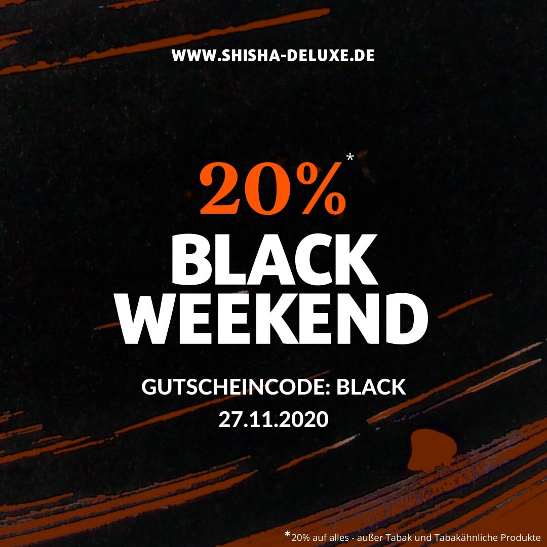 Black Weekend eröffnet 🖤🖤
Wir starten am Freitag den 27.11.2020 

🔛 20% auf Alles!*
Gutscheincode: BLACK

Am Samstag &amp; Sonntag folgen weitere knallharte Aktionen 📦👀

👉Jetzt 20% sichern - Hier bei uns im Shop:
shisha-deluxe.de
—————
 #BlackFriday

*außer auf Tabak