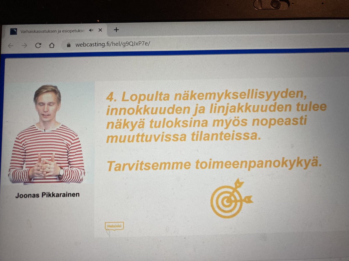 Näkemyksellisyys, innostus ja linjakkuus mahdollistavat toimeenpanokyvyn. #Varhaiskasvatus esihenkilöt seminaarissa tänään linjoilla. #kunta10 ja #muutospulssi huikeat tulokset kertovat että olemme #maailmanvaikuttavinpaikkaoppia. Kiitos ⁦@joonaspi⁩ ⁦@HelsinkiOppii⁩