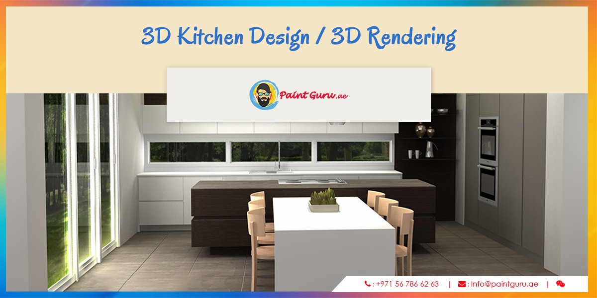 #3Ddesign based #kitchen rendering is a great way to add style & accuracy to your architectural ideas. It allows you to mutually understand the project in great depth & helps to execute the client's vision in a better way. Call +971567866263 Visit: paintguru.ae