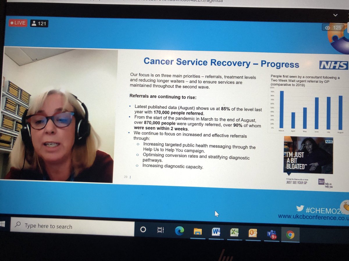 BarrottLisa's tweet photo. #CHEMO2020 @UKONSmember the hard work to improve diagnostic pathways post lockdown is paying off, but still huge challenges locally and nationally- importance of sharing our capacity- Dr Rigg at UKCB conference https://t.co/FN1IfGIQYE