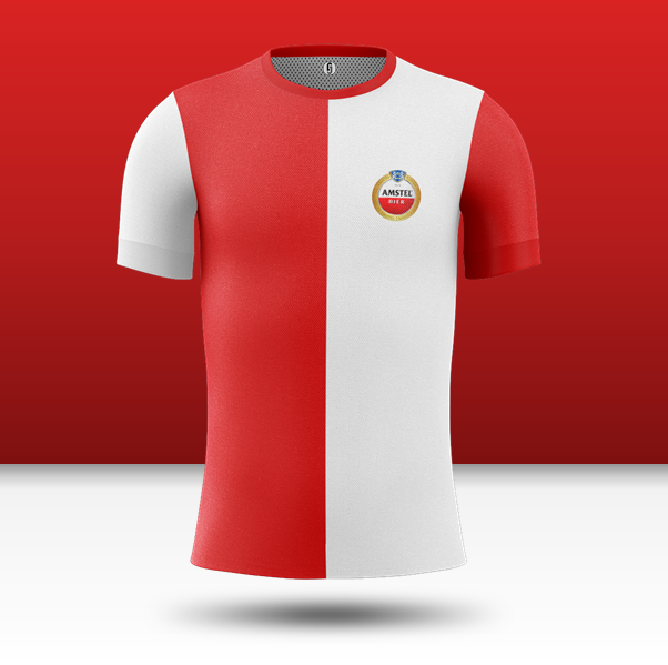 14.  @amstelbieruk - Huge  @AS_Monaco_EN vibes with this one, the Amstel kit given a red/white splash with contrasting sleeves.