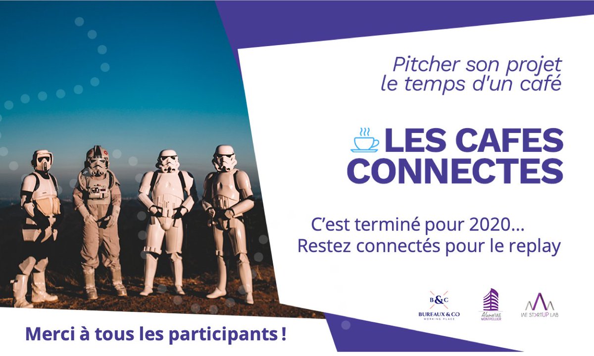 Alumn'IAE (@alumniaemtp) on Twitter photo Notre suite d'évènements #LesCafesConnectes, organisée en partenariat avec <a href="/IAEStartupLab/">IAE Startup Lab</a> & <a href="/bureauxandcoFR/">Bureaux & Co</a>, vient de se terminer, pour 2020 😉
⏯️Restez connectés pour accéder au replay !
Encore merci à tous ceux qui ont participé à ces moments d'échanges et de convivialité 😊 Notre suite d'évènements #LesCafesConnectes, organisée en partenariat avec <a href="/IAEStartupLab/">IAE Startup Lab</a> & <a href="/bureauxandcoFR/">Bureaux & Co</a>, vient de se terminer, pour 2020 😉
⏯️Restez connectés pour accéder au replay !
Encore merci à tous ceux qui ont participé à ces moments d'échanges et de convivialité 😊