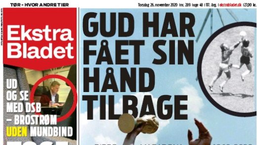 Denmark:Ekstra Bladet - 'God has got his hand back'Sweden:Aftonbladet