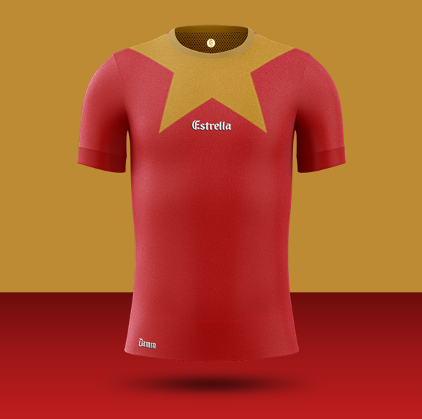 18.  @EstrellaDammUK - The Barcelona beer's kit has a Spanish feel to it, the Estrella star splashed across the collar with smooth red throughout. A classy effort, ironically anything but messy.