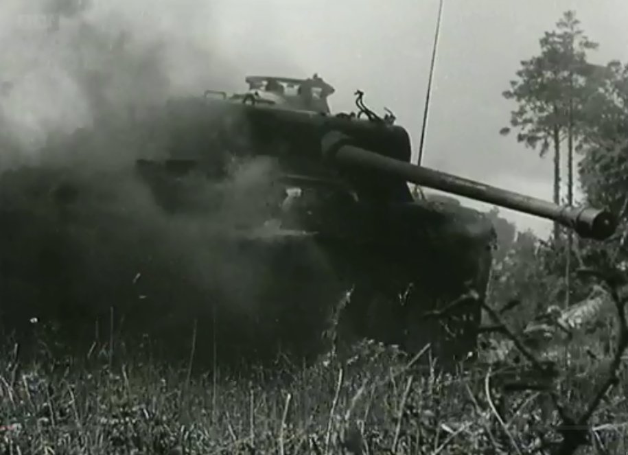 Inability to employ armoured advantage sees use of infantry: suffering heavy cass. A month after 6 June, "Still stuckfast a few miles from the sea."Casualties see shift to "high explosive and armour plate to bear the brunt, the British Army was simply running out of men." /11