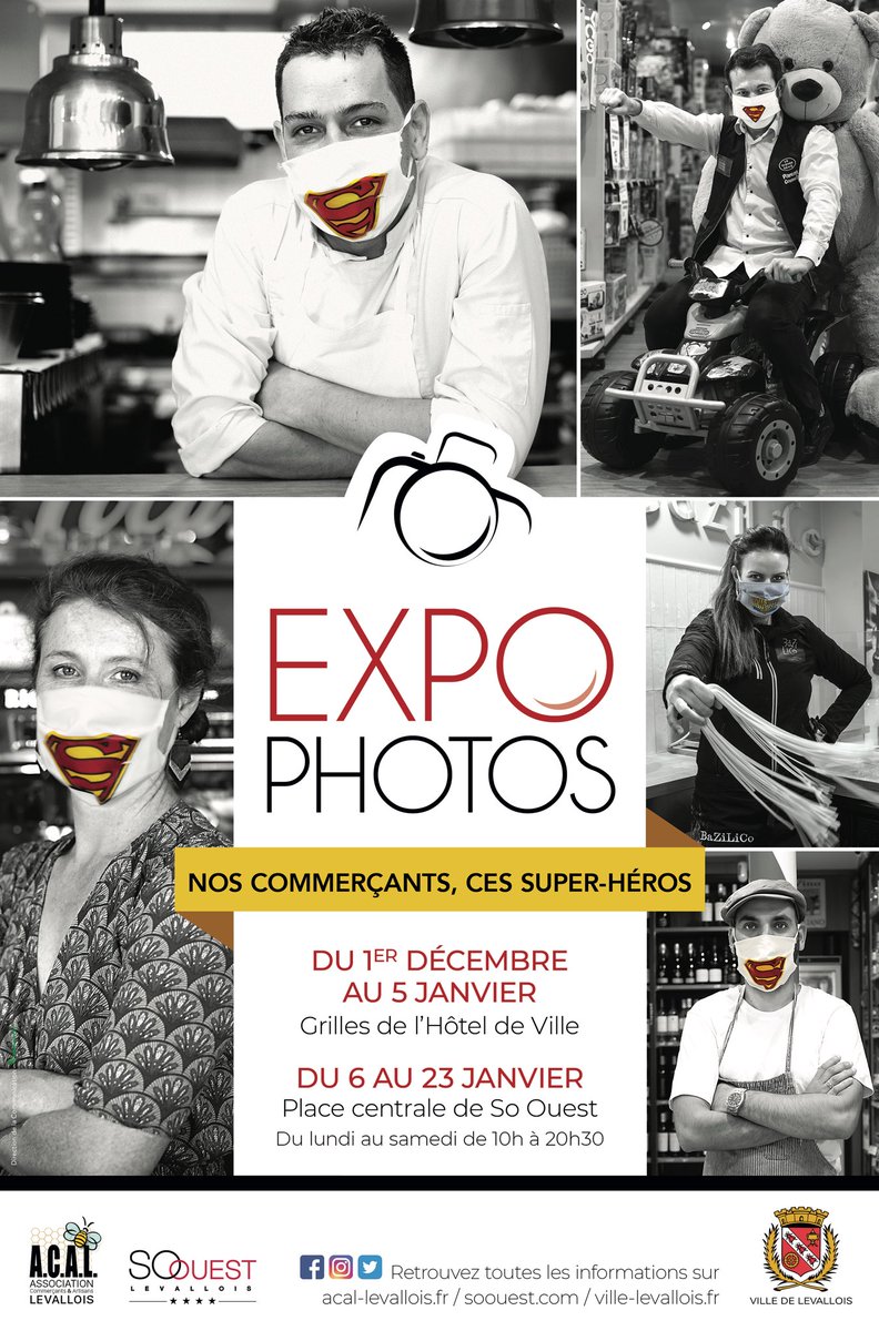 villelevallois's tweet image. NOS COMMERÇANTS, CES SUPER-HÉROS 🦸‍♂️🦸‍♀️
 
Après le succès des 3 précédentes expositions, la Ville de #Levallois et @SoOuest renouvellent leur engagement auprès de l’Association des Commerçants et Artisans de Levallois @a_levallois 

📆 du 1er décembre 2020 au 5 janvier 2021