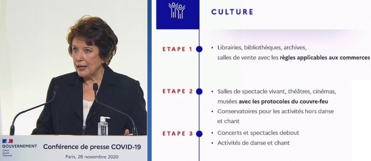 destinationcine's tweet photo. "Une tolérance sera permise pour que les spectateurs 𝐝𝐞𝐬 𝐬𝐞́𝐚𝐧𝐜𝐞𝐬 𝐬𝐞 𝐭𝐞𝐫𝐦𝐢𝐧𝐚𝐧𝐭 𝐚̀ 𝟐𝟏𝐡 puissent rentrer tranquillement chez eux..." Roselyne Bachelot
On se dirige donc vers des dernières séances à 19h-19h30, et même 18h30 pour un film comme #WW84 (2h30) https://t.co/NBYsd6Hvmv