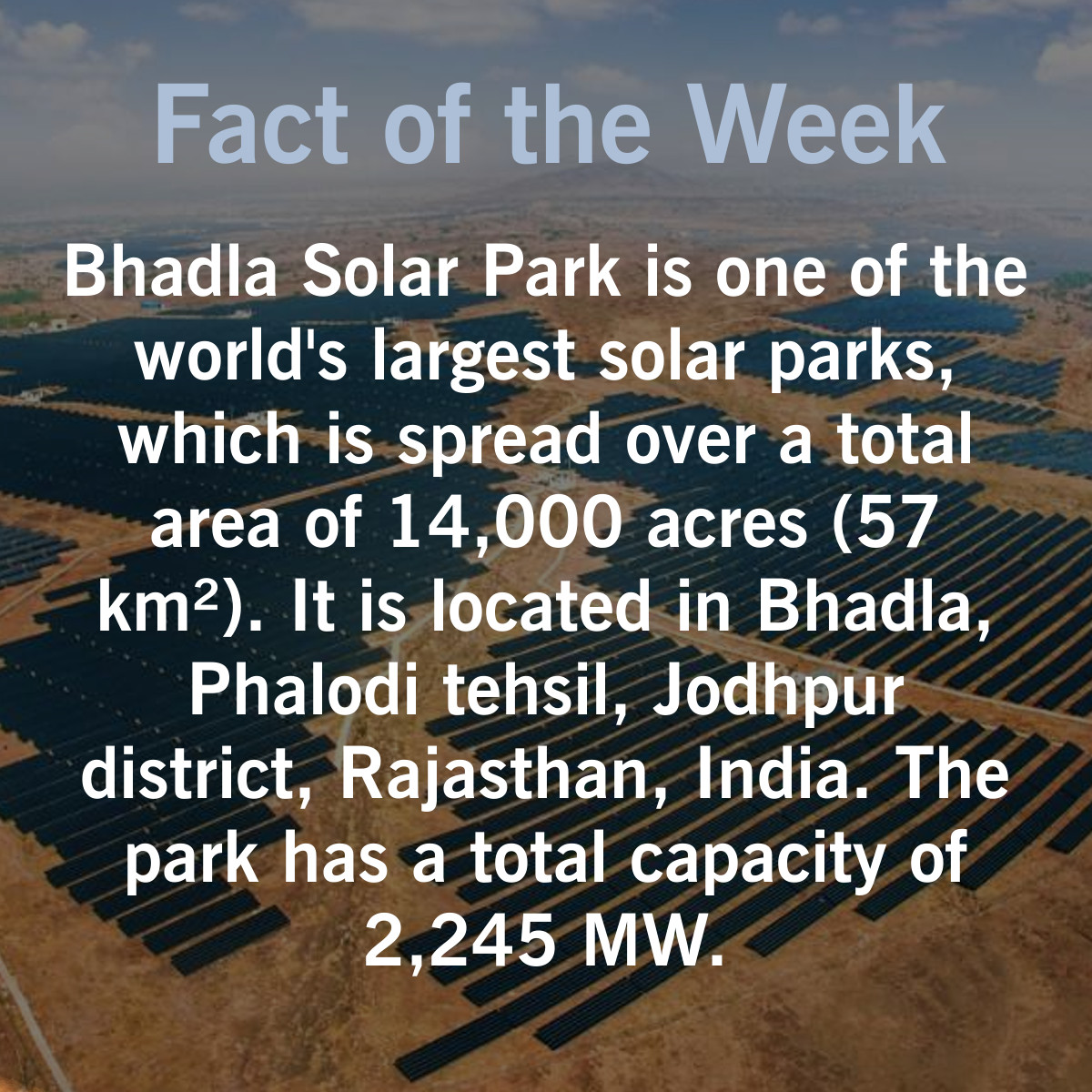 New Fact of the week!!!

source: en.wikipedia.org/wiki/Bhadla_So…

#HZBfacts #Factoftheweek #facts #FaktderWoche #fakten
#solarpark #Bhadla #India #largest #solarsystem
#hzb #helmholtz #berlin #solarfuels #solarenergy #solarebrennstoffe #solarenergie #science #environment #climate