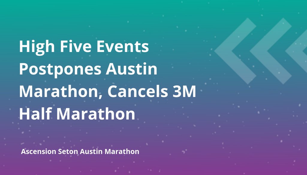 austinmarathon's tweet photo. High Five Events postpones Austin Marathon, April 25th is new date for the Austin Half Marathon
Read more ๐ https://t.co/bxdi6BrTzw
#EventsPostpones #DateSet #April25Th #KxanSimplehealth5K #3MHalfMarathon #AustinHalfMarathon #OptionParticipantsChoose https://t.co/1ojlHs9BUh