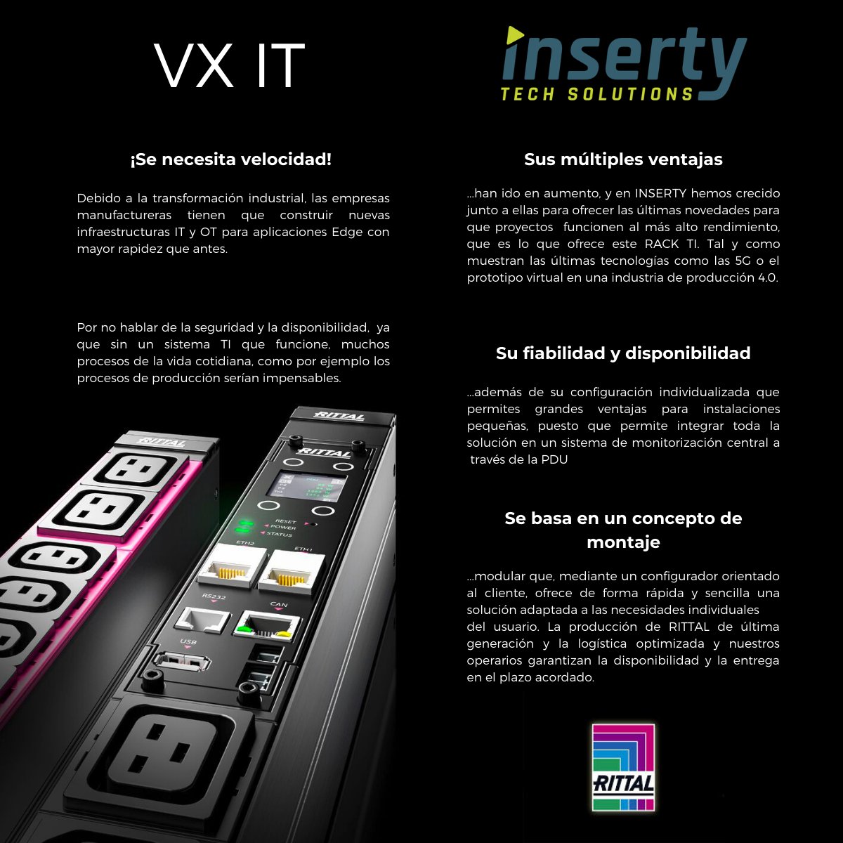 InsertyTech's tweet photo. Hace unos días estuvimos en la presentación de VX IT el RACK TI más rápido del mundo de @Rittal_ES .

En Inserty estamos encantados de poder contar con el RACK TI más rápido del mundo, con soluciones para cualquier aplicación de redes y servidores. https://t.co/sR2NTnw7UM