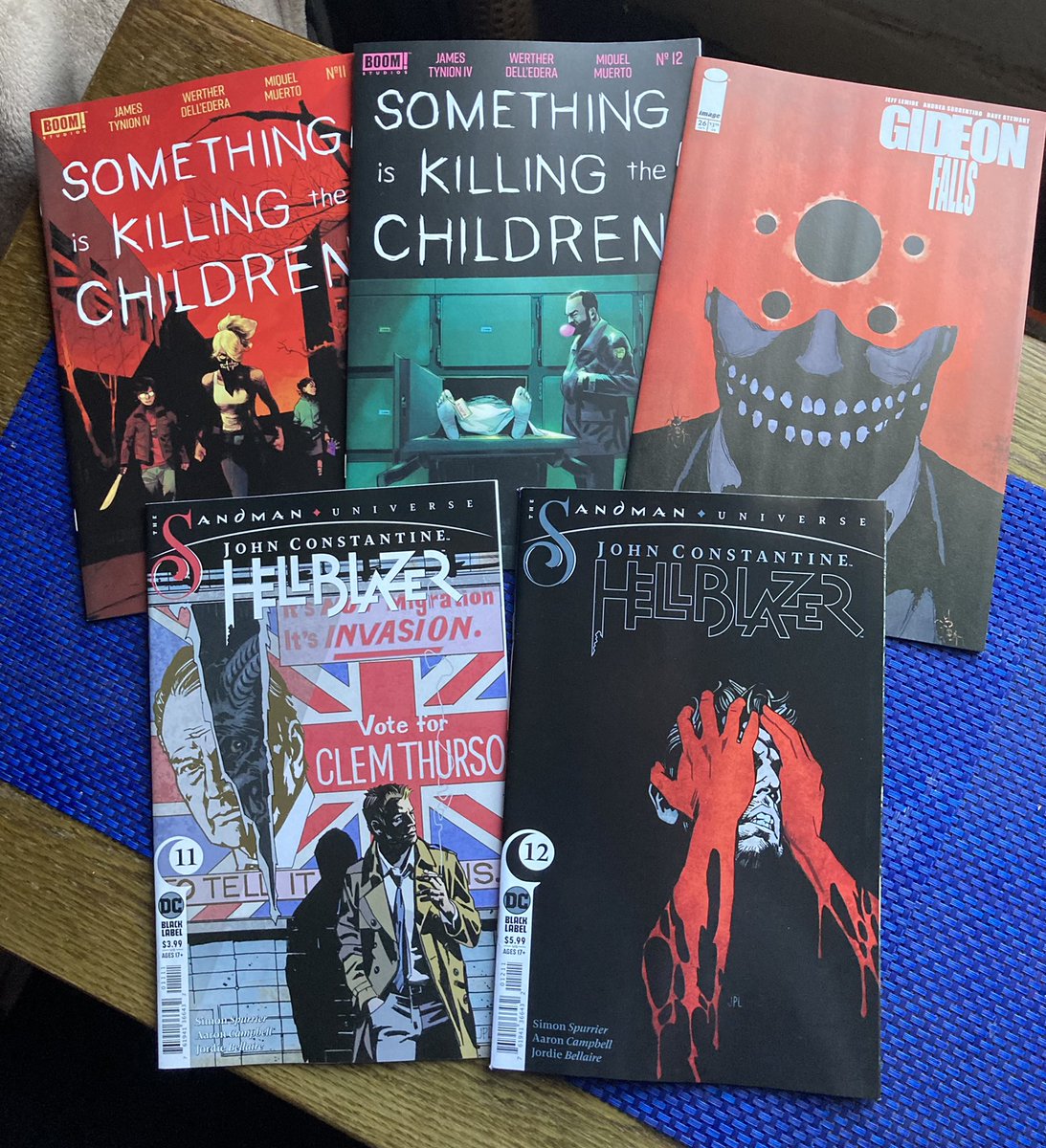 GhostCritic's tweet photo. You don’t realize how much you spend on #comics until you go pick up the last 7 weeks worth.... #Flash #GreenLantern #BatmanSuperman #SpiderMan #FantasticFour #XMen #Daredevil #HellBlazer #GideonFalls #SomethingisKillingTheChildren https://t.co/Kamp42sK20