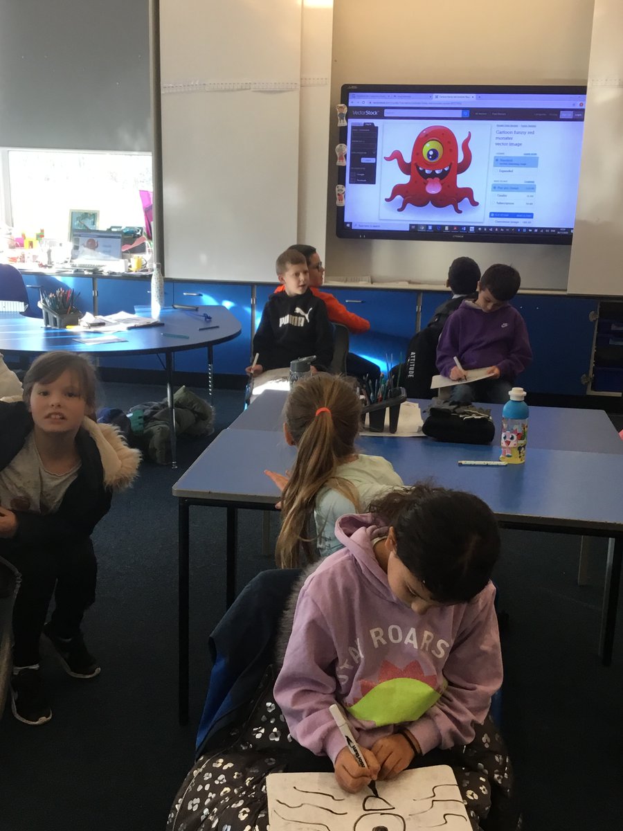 BrynHafodPrm's tweet image. Blwyddyn 4 loved practising their describing skills this morning. The children described the appearance of the  funny monster characters for their partners to try and draw without looking! #CharacterDescription 📝