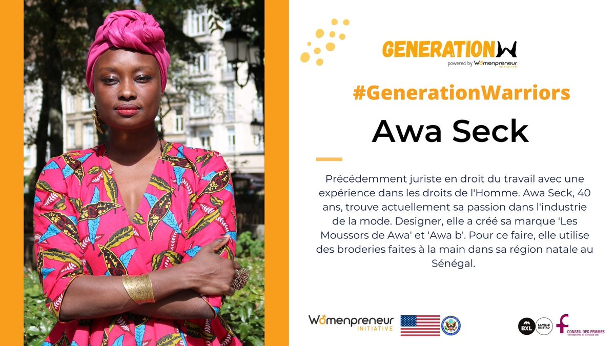 Womenpreneur1's tweet photo. #GenerationWarriors
✨Rencontrez notre candidate Awa, la Créatrice des "Moussors de Awa" et "Awa b"✨
#bewomenpreneur #GenerationW #USEmbassy #villedebruxelles #CFFB
@usembbrussels @VilleBruxelles @CFFB_asbl https://t.co/R74LtTHafe