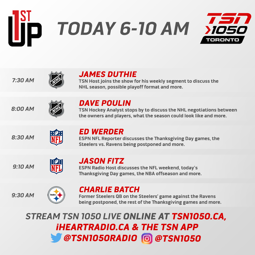 Today's show:
Team Canada WJ team to quarantine for 14 days
Steelers vs Ravens moved to Sunday
NFL Thanksgiving games
Diego Maradona dead at 60
Listen: https://t.co/KqkOODY1pM
Text: 105050 https://t.co/ObKiaq16GT
