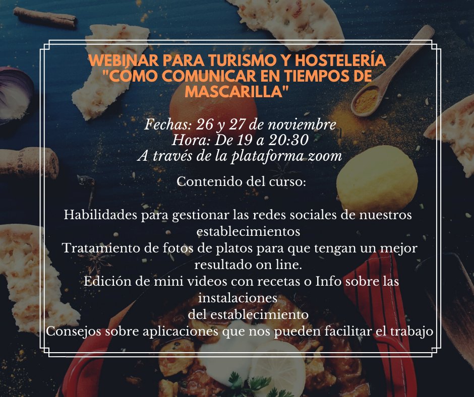 Te recuerdo que hoy a las 1️⃣9️⃣ horas tienes una Webinar Cara con monóculo enfocado al sector del #TurismoTeruel , totalmente gratuito. 
Inscríbete aquí forms.gle/u7pfJjeu5PwgKR… 
A través de la plataforma ZOOM 
Formación enmarcada en el convenio EMPRETER de DPT