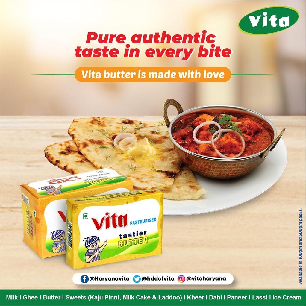 HDDCFVITA's tweet photo. Pure authentic taste in every bite- Vita Butter

#productofharyana #Vitabutter #HDDCF 

Facebook: https://t.co/iW0ScuDNdd
Twitter: https://t.co/waaJEJTGd1 
Instagram: https://t.co/BND3gZuJp8 https://t.co/QBuWYCvSjy