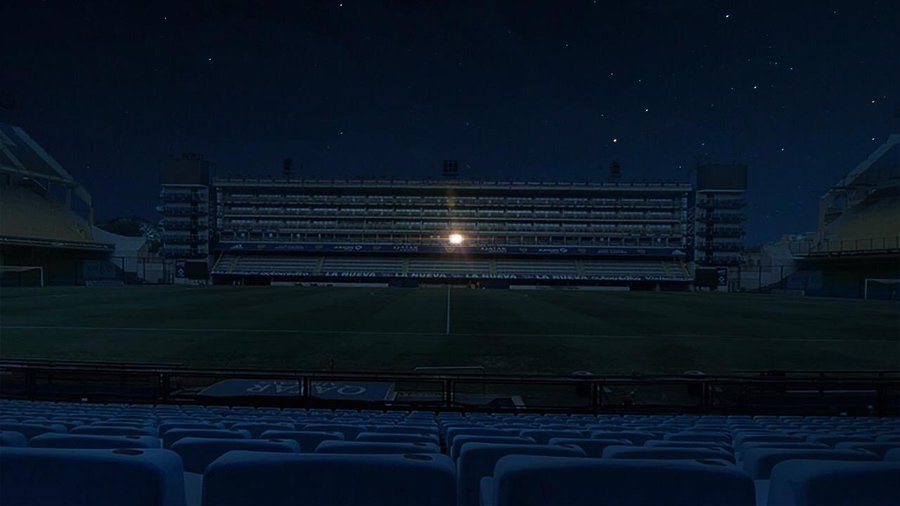 BarcaUniversal's tweet photo. 📸 — Boca Juniors left the lights in Diego Maradona’s box open. https://t.co/TgJeH9uvk1