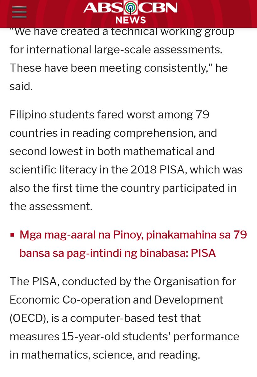 MrFrankBaraan's tweet photo. PH RANKED 79th—the WORST—in READING COMPREHENSION; SECOND LOWEST in both MATH &amp; SCIENTIFIC LITERACY.

And Nat'l Gov't still wants to defund UP Scholarship Programs? Why?

B/c they think they will become terrosists? Or b/c they want to create UNEDUCATED, GULLIBLE, IGNORANT VOTERS? https://t.co/hwLiglqMyw