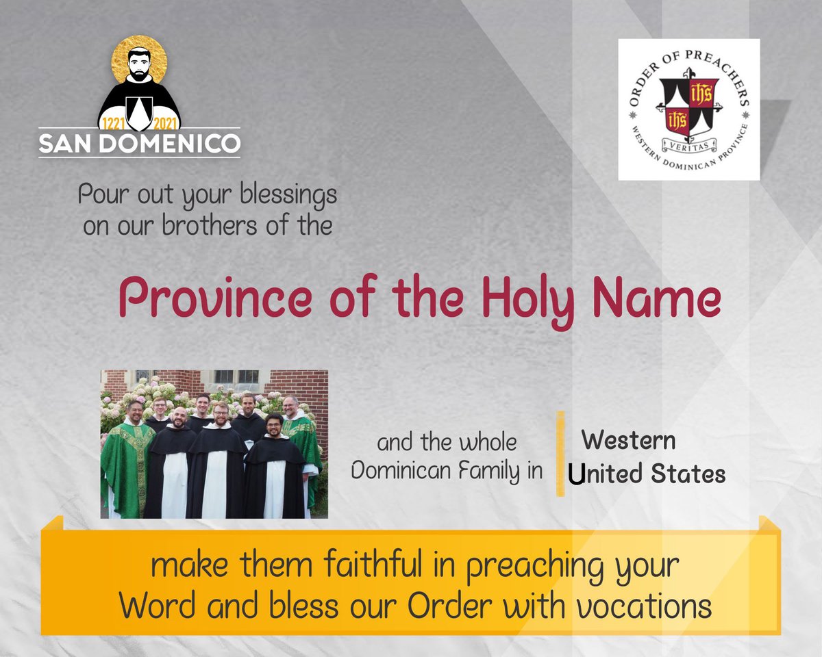 Dominican_Order's tweet photo. 26 de noviembre. Oramos por la Provincia del Santo Nombre de Jesús en los Estados Unidos / Oeste de los Estados Unidos.
#ordopraedicatorum #curiaop #ordredesprechêurs #ordendepredicadores #frailesdominicos #blackfriars #dominicannuns #dominicansister #orderofpreachers https://t.co/DupUn6zpQZ