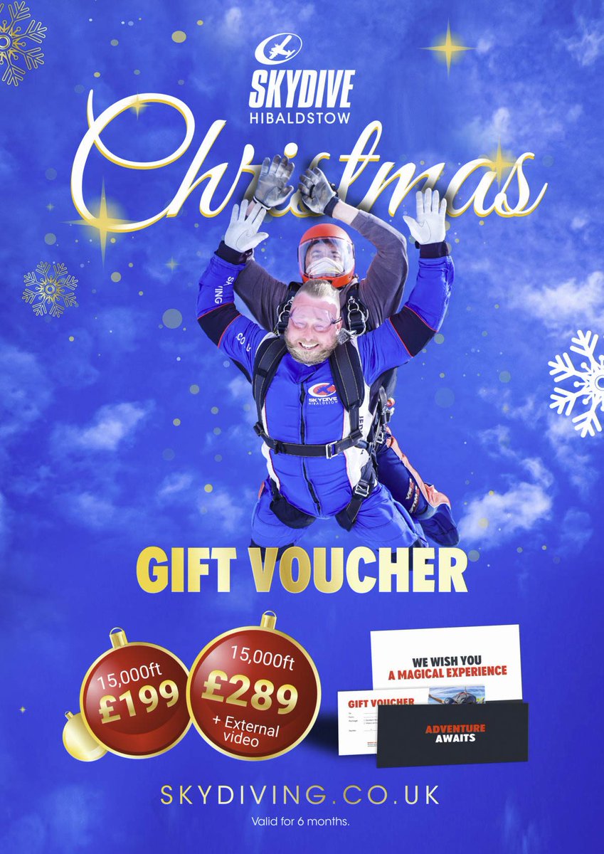 We've got a great Christmas skydiving deal on at the moment! Get a 15,000ft tandem skydive for only £199 (normally £249!). Enjoy the highest altitude skydive in the UK!