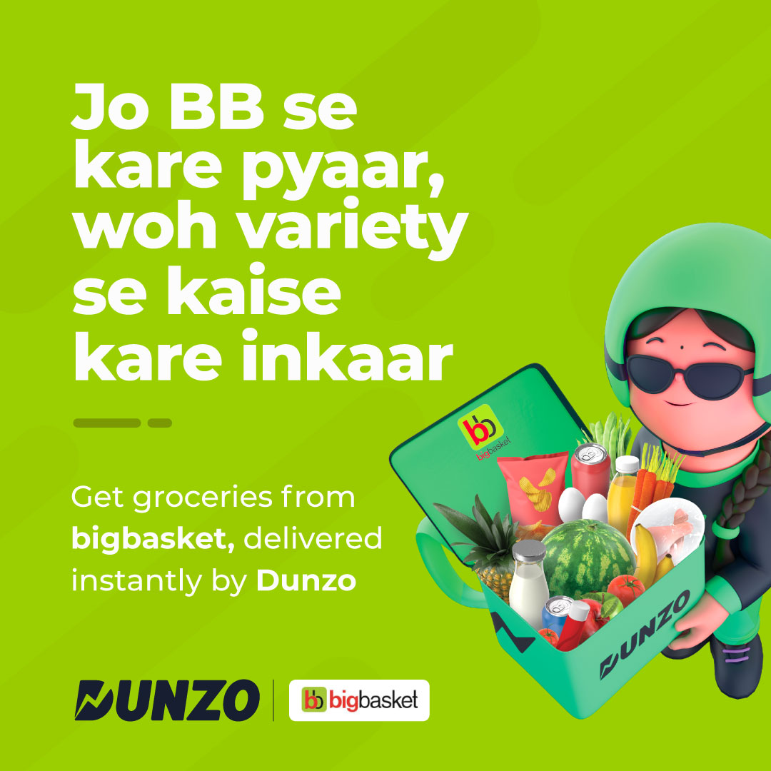DunzoIt's tweet photo. #HarDinSasta, comes to your rasta. Now get instant delivery of a wide variety of groceries from @bigbasket_com, delivered by Dunzo.🛒
#InstantDelivery #HomeDelivery  #Groceries #BigBasket #Essentials https://t.co/y0ZujhiDSB