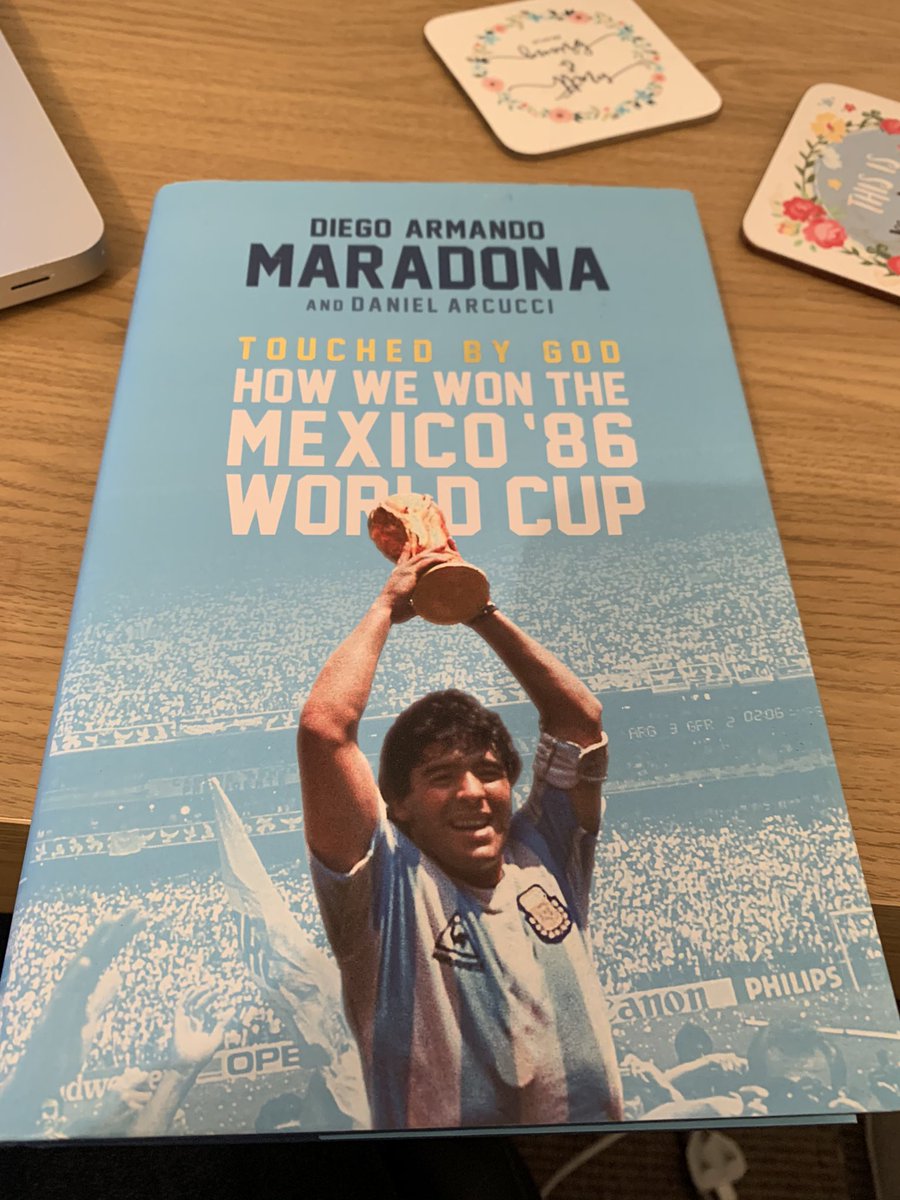 mattdickradio's tweet photo. Unpacking books out of boxes today and came across this. Reckon it’ll be all the more poignant now #RIPMaradona https://t.co/rgxzeI4O0H