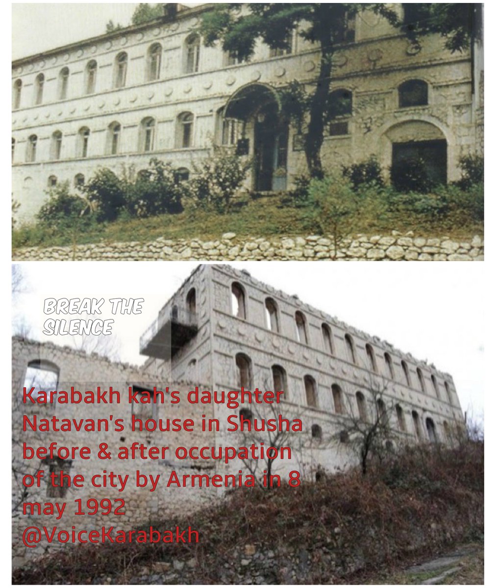 NargizZamanova's tweet photo. Military operations architectural monuments in #Shusha, such as the Yukhary and Ashaghy Govharagha mosques with their madrasahs, the mausoleum of Vagif, and the house of Natavan , have been destroyed, burnt and plundered. #DontBelieveArmenia #KarabakhisAzerbaijan https://t.co/jOxXdk4tvU
