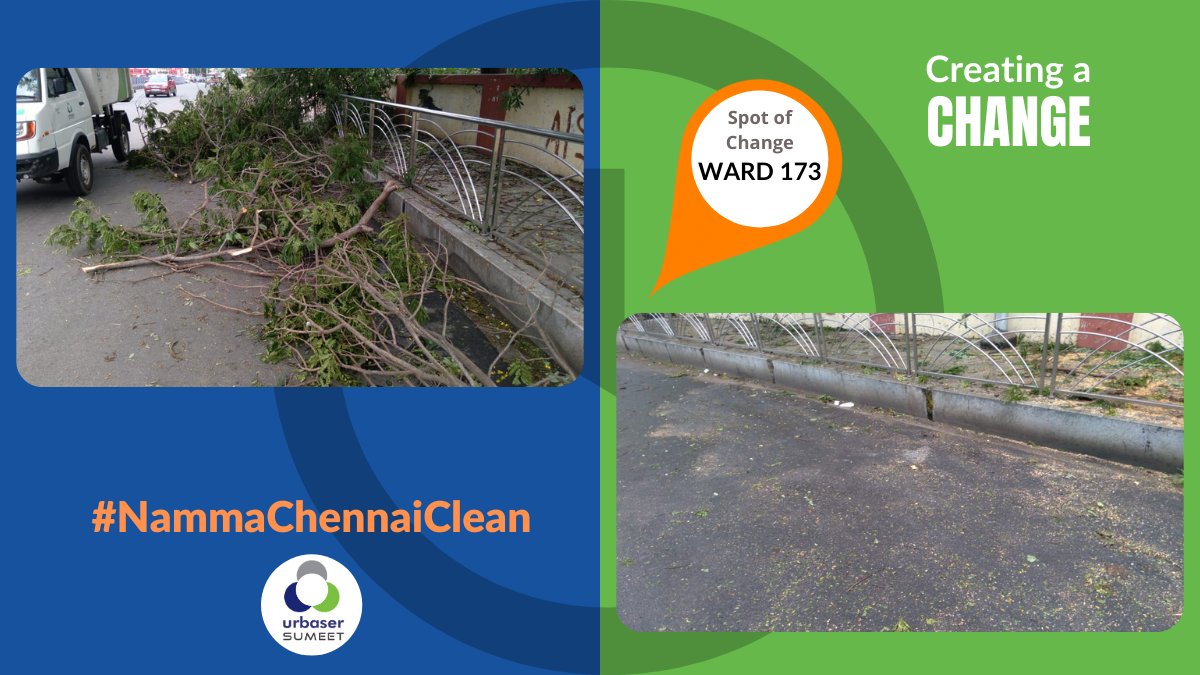 SumeetUrbaser's tweet photo. Nivar or not...
Urbaser Sumeet's relentless service to Chennai continues.
சூறாவளி நிலை இருந்தபோதிலும் எங்கள் சேவைகள் தொடர்கின்றன

Spot of Change: Ward 173
#NammaChennaiClean

#chennai #urbasersumeet #NivarCyclone #rubbishclearance #fallingtrees #horticulturewaste https://t.co/0fVp5uHDN5