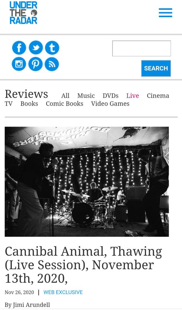 Live streamed gigs are as near to the real thing as we're likely to get any time soon, so <a href="/JimiA/">Jimi Arundell</a> saw Hull noise rockers <a href="/CAnimaluk/">Cannibal Animal</a> play one of the finest sets of lockdown then wrote about it for <a href="/Under_Radar_Mag/">Under the Radar</a>

undertheradarmag.com/reviews/cannib…