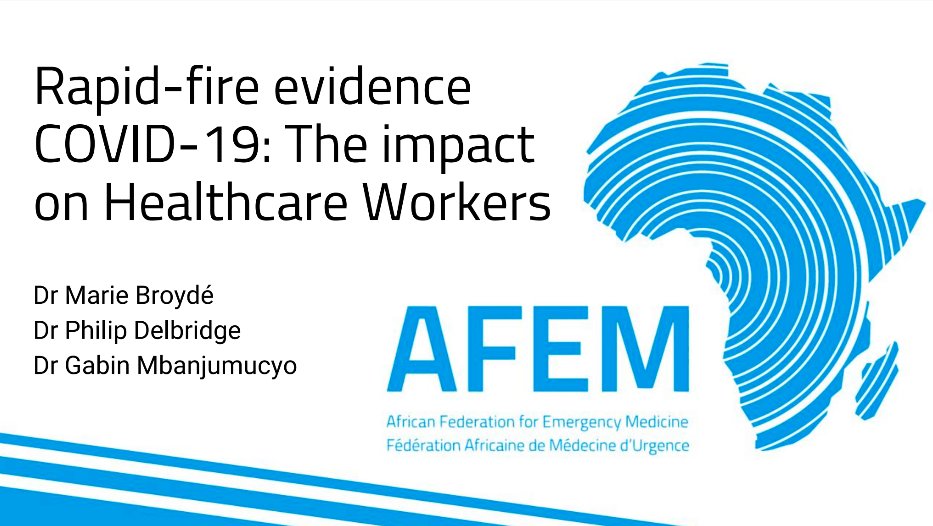 HCWs in COVID-19

<a href="/afemafrica/">The African Federation for Emergency Medicine</a>

 RAPID FIRE EVIDENCE REVIEWS with 
<a href="/RCollEM/">Royal College of Emergency Medicine</a>

2nd of 6 rapid-fire evidence reviews on key COVID-19 topics focussing on SSA

Video tinyurl.com/yyea83xk  written summary tinyurl.com/y5z2dtg5

Thanks
@mabroyd
<a href="/MikeMcCaul3/">Michael McCaul</a>
<a href="/mgabin5/">Gabin Mbanjumucyo</a>
 Phil Delbridge