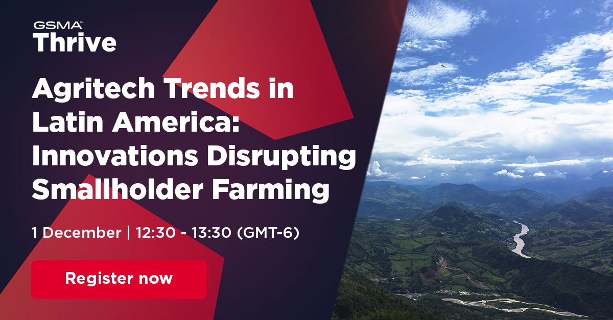 GSMAm4d's tweet photo. Join the #AgriTech team Tuesday, 1 December, 12:30 (GMT-6) at #GSMAThrive Latin America to hear guest speakers @IDB_Lab and #Farmforce explore digital interventions that improve farm productivity and #finclusion for #smallholder farmers.
Register now 👉 https://t.co/gSuwCTF9pd https://t.co/yzxMnVLI1o