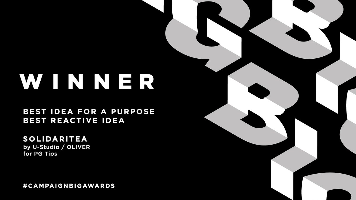 The #CampaignBigAwards winner of Best Idea for a Purpose and Best Reactive Idea is U-Studio / OLIVER for PG Tips <a href="/OLIVER_Agency/">OLIVER</a>