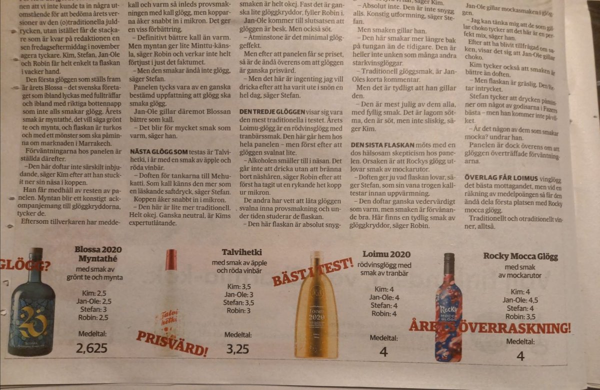 Virtuaalianu's tweet photo. Åbo underrättelsenin glögitestissä kuopiolaisen  Lignell &amp; Piispasen vuosikertaglögi #Loimu sai arvosanan Bäst i test! Sama tulos oli eilisessä Hesarissa 👍Hyvää on! @lignellpiisp #Kuopio #pohjoisenmarjat #jouluherkku #glögi https://t.co/DjwlK4FNvI