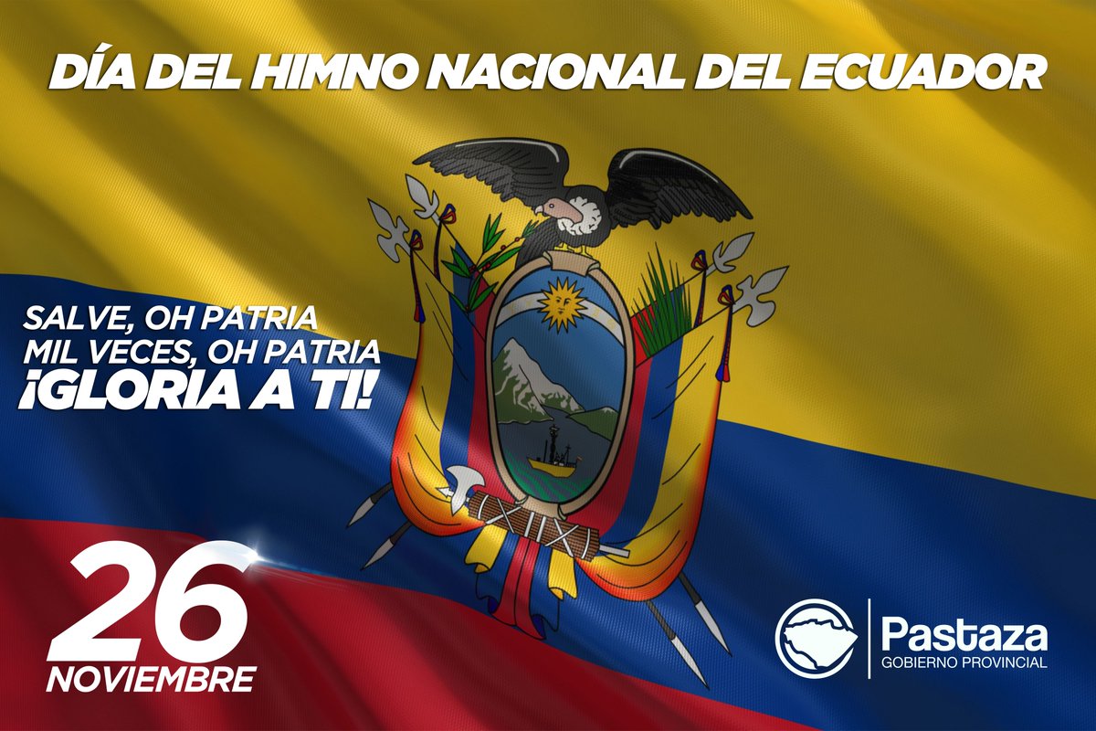El 26 de noviembre, se celebra el Día del Himno Nacional de la República del Ecuador; cuya letra fue creada por el poeta ambateño, Juan León Mera y el músico compositor francés Antonio Neumane Marno.
¡El Himno Nacional es un símbolo patrio de orgullo nacional! https://t.co/csFthcyG1X